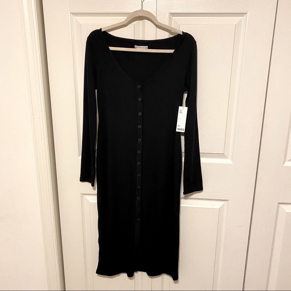 NWT Urban Outfitters Long Sleeve Black Midi Dress